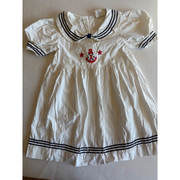 Bonnie Jean Other - Vintage Bonnie Jean Girls‎ Sailor Dress White Cotton Nautical Anchor 6X USA